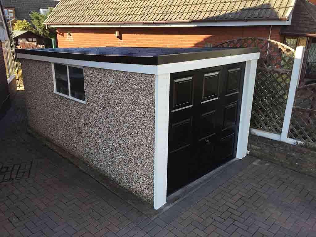 Black Garage Roof Garage Door Garage Refurbishment in Black