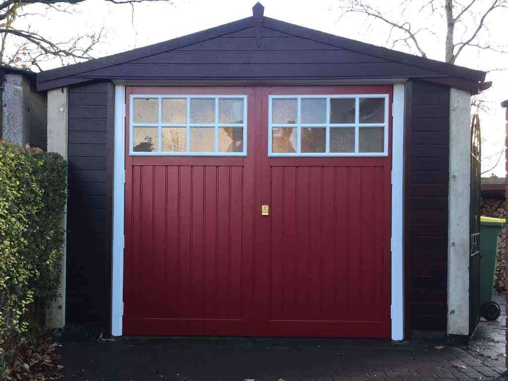 Red Side Hinged Garage Door Danmarque Garages