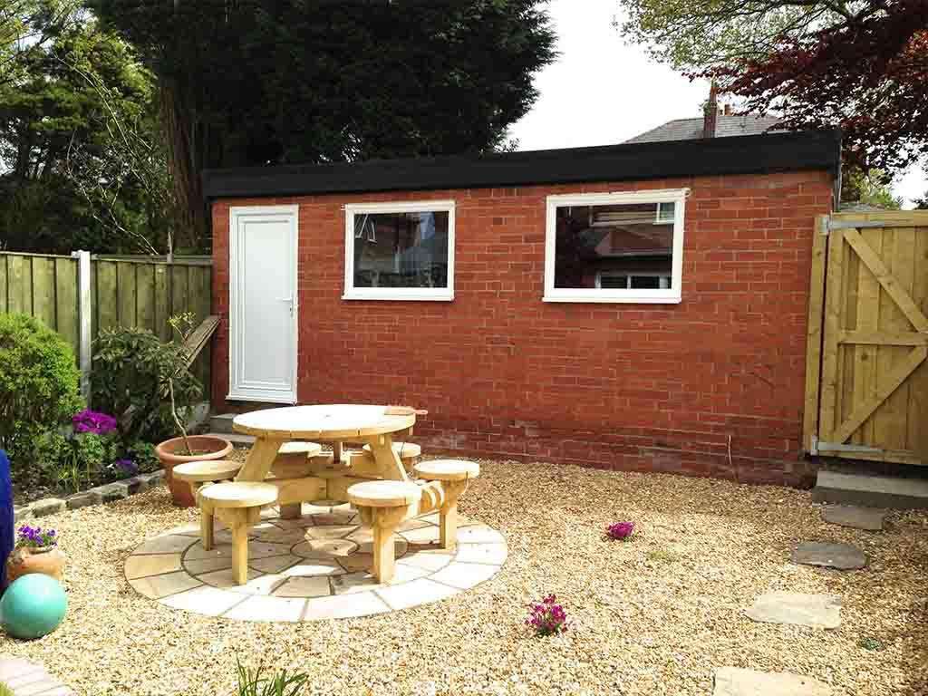 White Windows and Access Doors Pent Garage Refurbishment