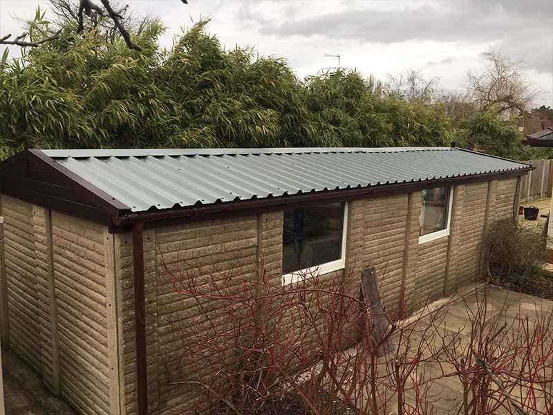 Goosewing Grey Garage Roof Rosewood Fascia | Danmarque Garages