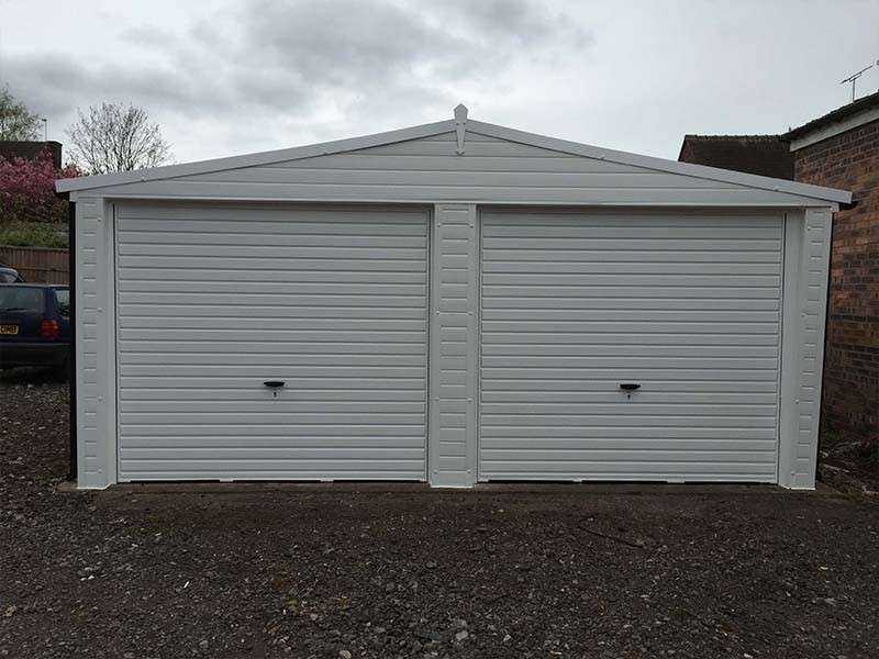 Double White Garage Door and White uPVC Garage Door Replacement White Cladding