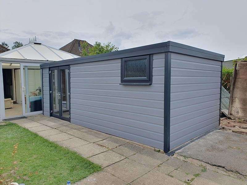 Garage Cladded in Grey uPVC Grey Cladded Garage Refurbishment