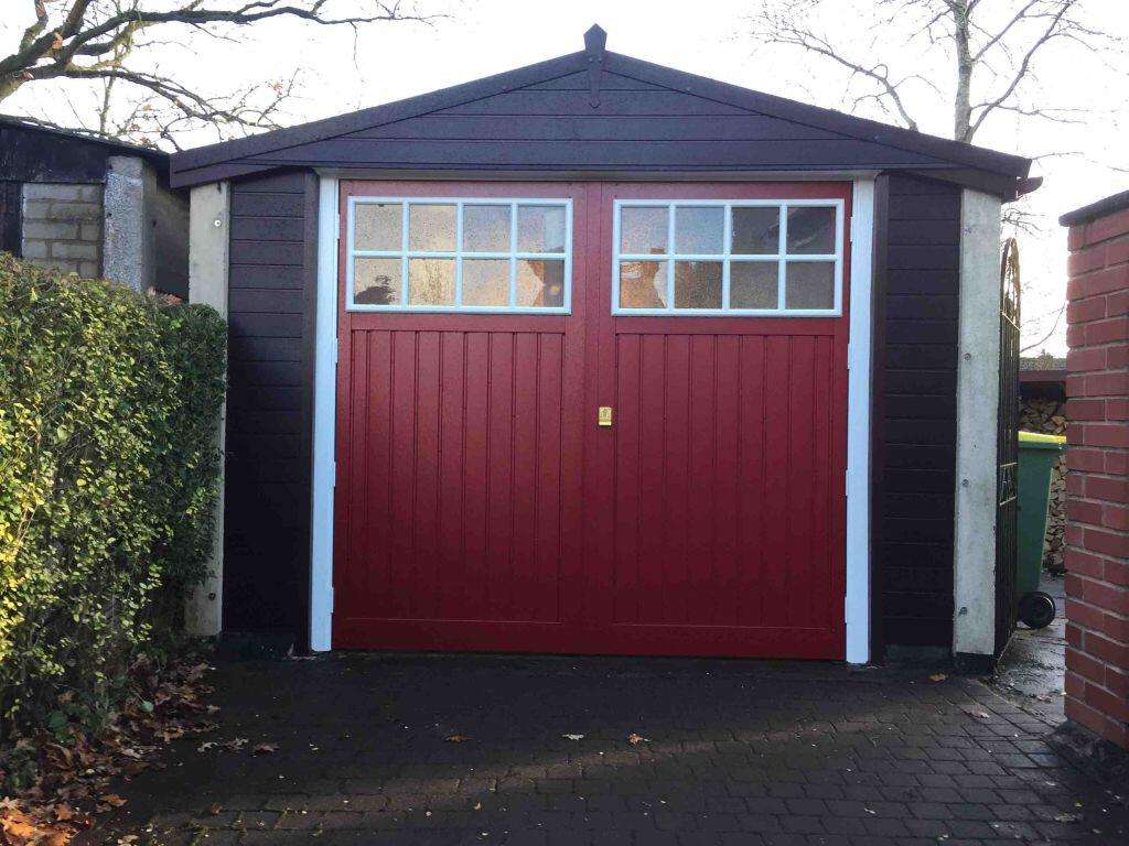 Red Side Hinged Garage Door Replacement | Danmarque Garages