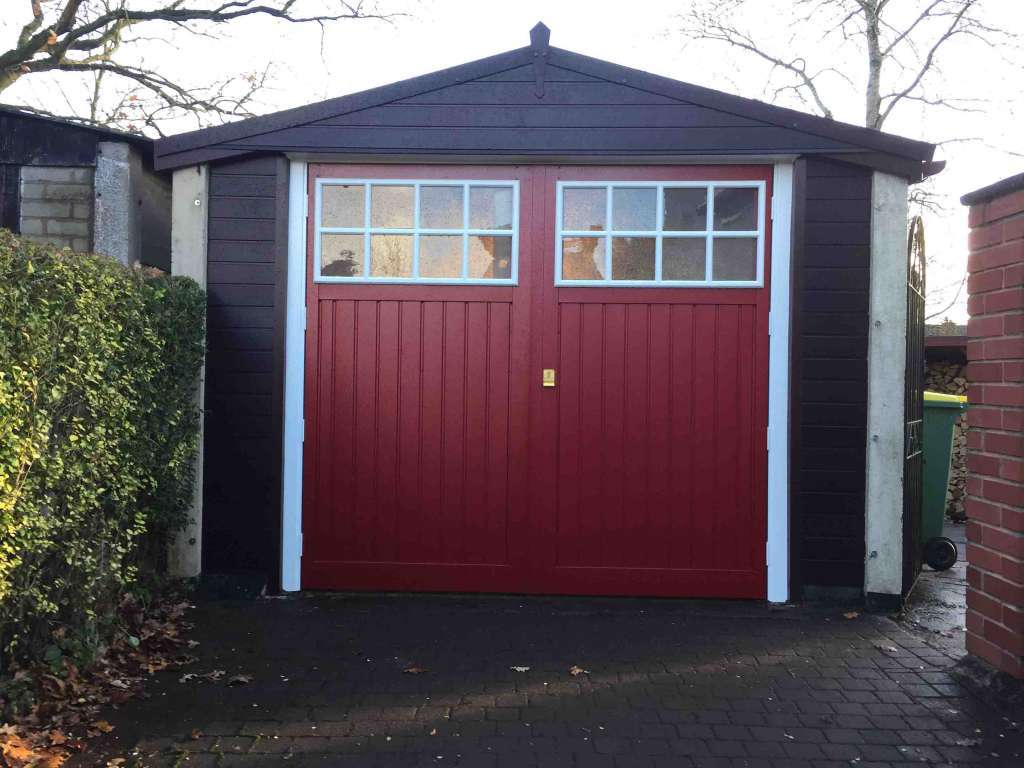 Side Hinged Garage Door in Red | Danmarque Garages