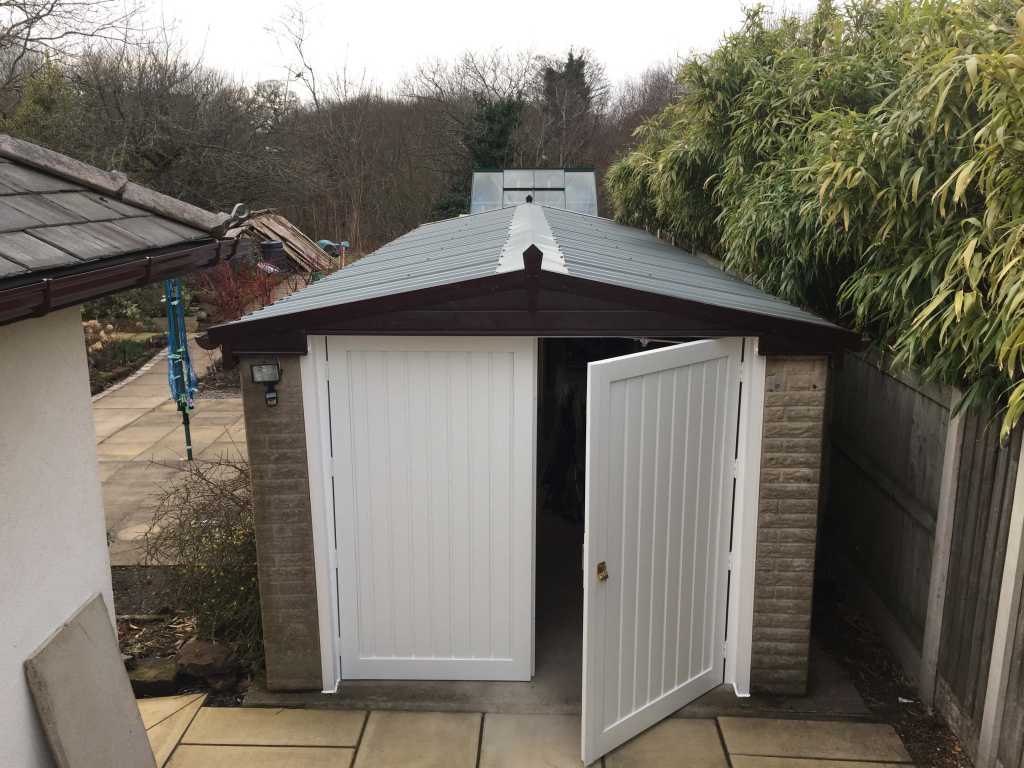 SideHinged Garage door replacement | Danmarque Garages Apex Garage with Vertical Lined Side Hinged Garage Door