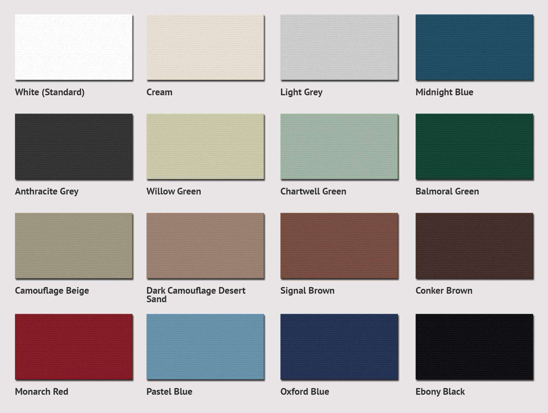 Colour Swatch for Side Hinged Garage Doors Danmarque Garages