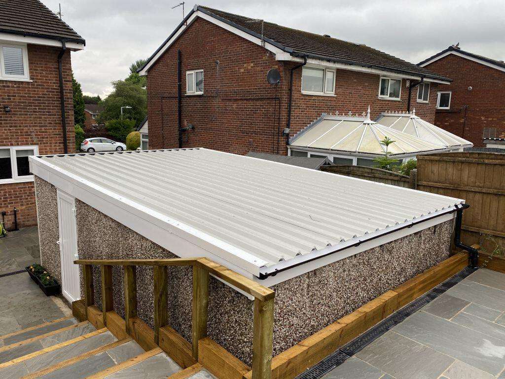 New Garage Roof with Steel Profile Panels Pent Asbestos Garage Roof Replacement