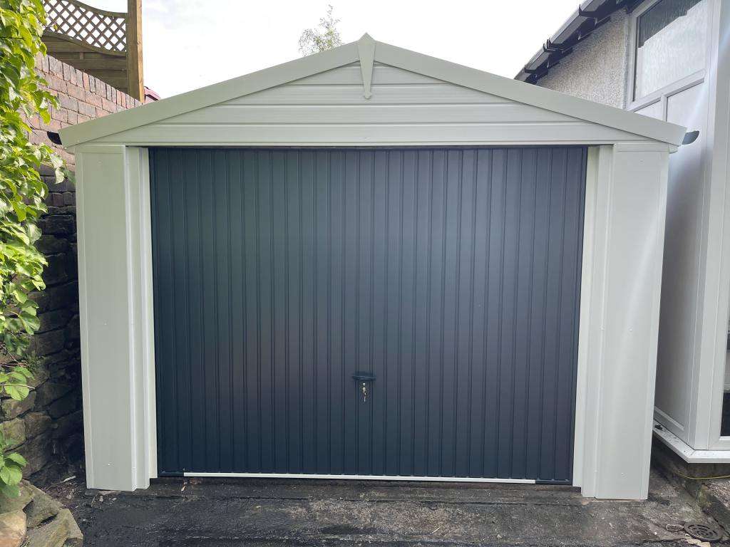 Blue Up and Over Garage Door Up and Over Garage Door in Blue