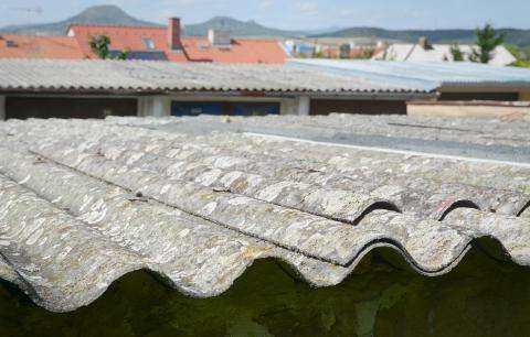 Asbestos Roofing in Detail Close Up of Asbestos Roof Panels