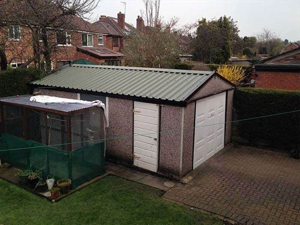 Concrete Garage with New Garage Roof Single Concrete Sectional Garage with Moorland Green Garage Roof
