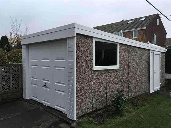 Garage Refurbishment with Georgian Garage Door and Cladding Refurbished Concrete Garage with New Garage door and Cladding