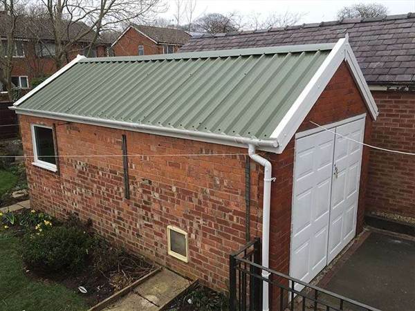 Garage Refurbishment with Olive Green Garage Roof Brick Garage With Olive Green Roof and Side Hinged Garage Door