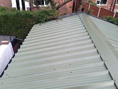 AntiCondensation Galvanised Steel Roofing Panel Moorland Green Garage Roofing panels on an Apex Garage Roof