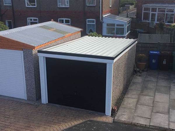 Garage Roof Replacement of a Single Garage New Garage Roof with Black Trim
